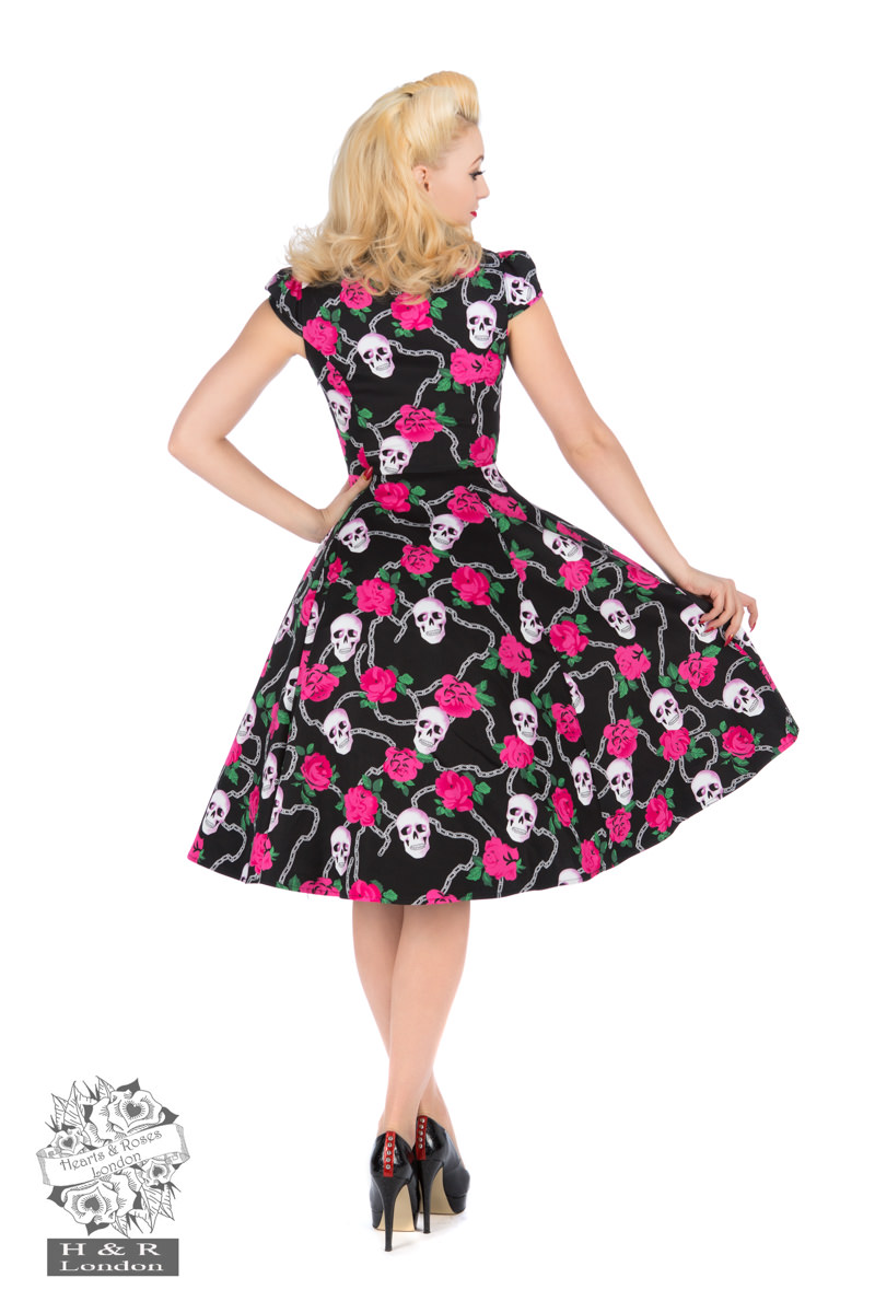 Psychobilly Skulls & Roses Tea Dress